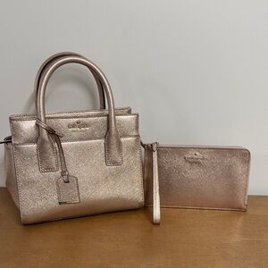 Kate Spade Rose Gold Satchel and Wallet
